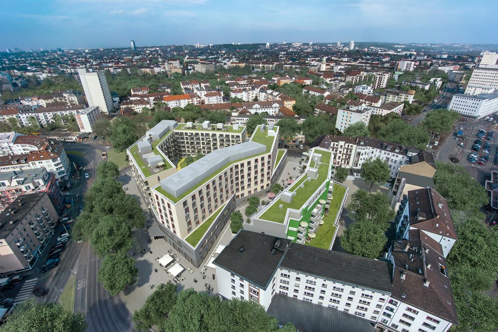 Eastside Estate Hotel, Wohnungen, Gewebe Hanauer Landstraße/Ernst-Achilles-Platz 3, Frankfurt am Main